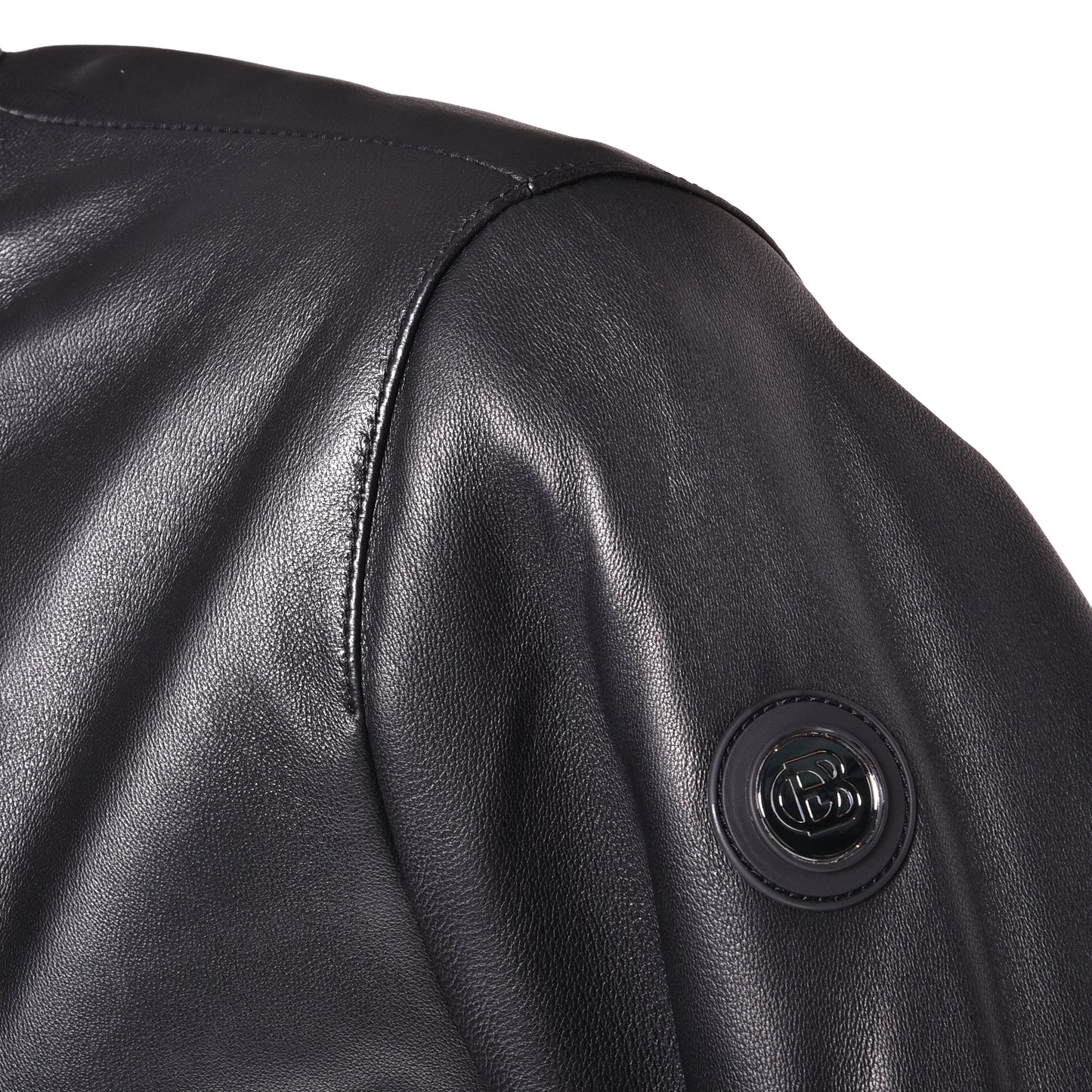 Blouson bomber en cuir noir