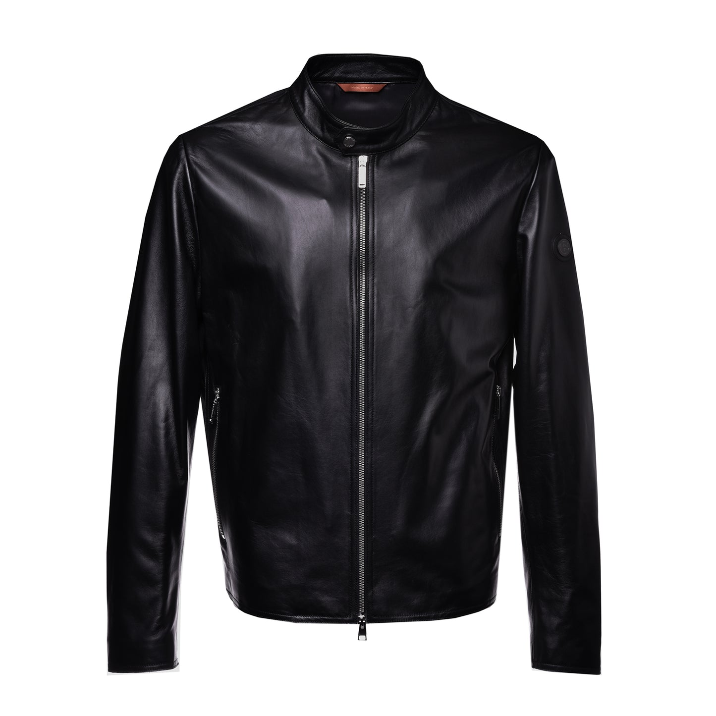 Blouson biker en cuir nappa noir