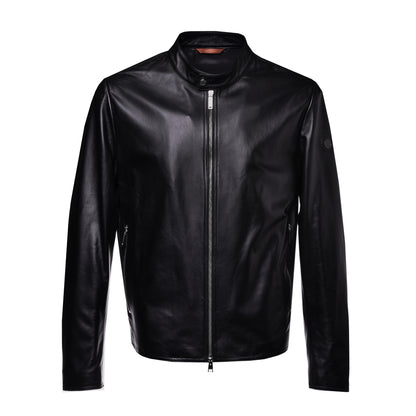 Blouson biker en cuir nappa noir