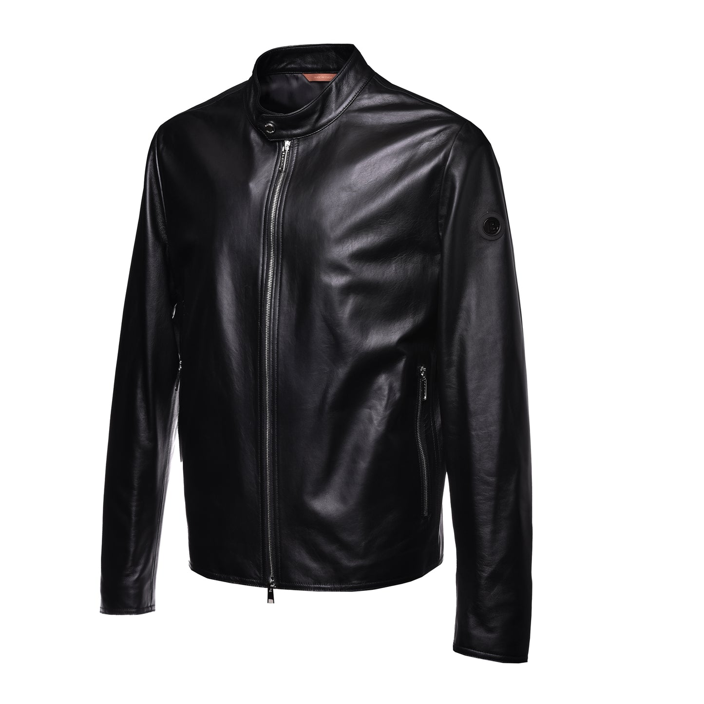 Blouson biker en cuir nappa noir