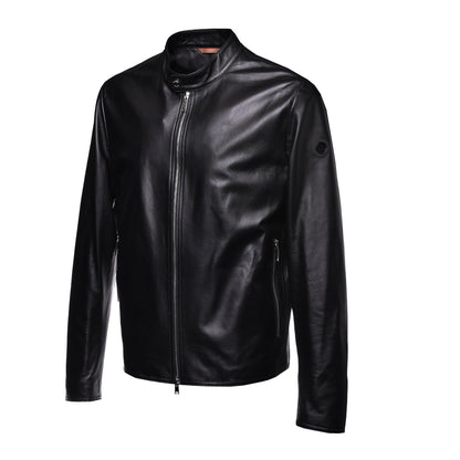 Blouson biker en cuir nappa noir