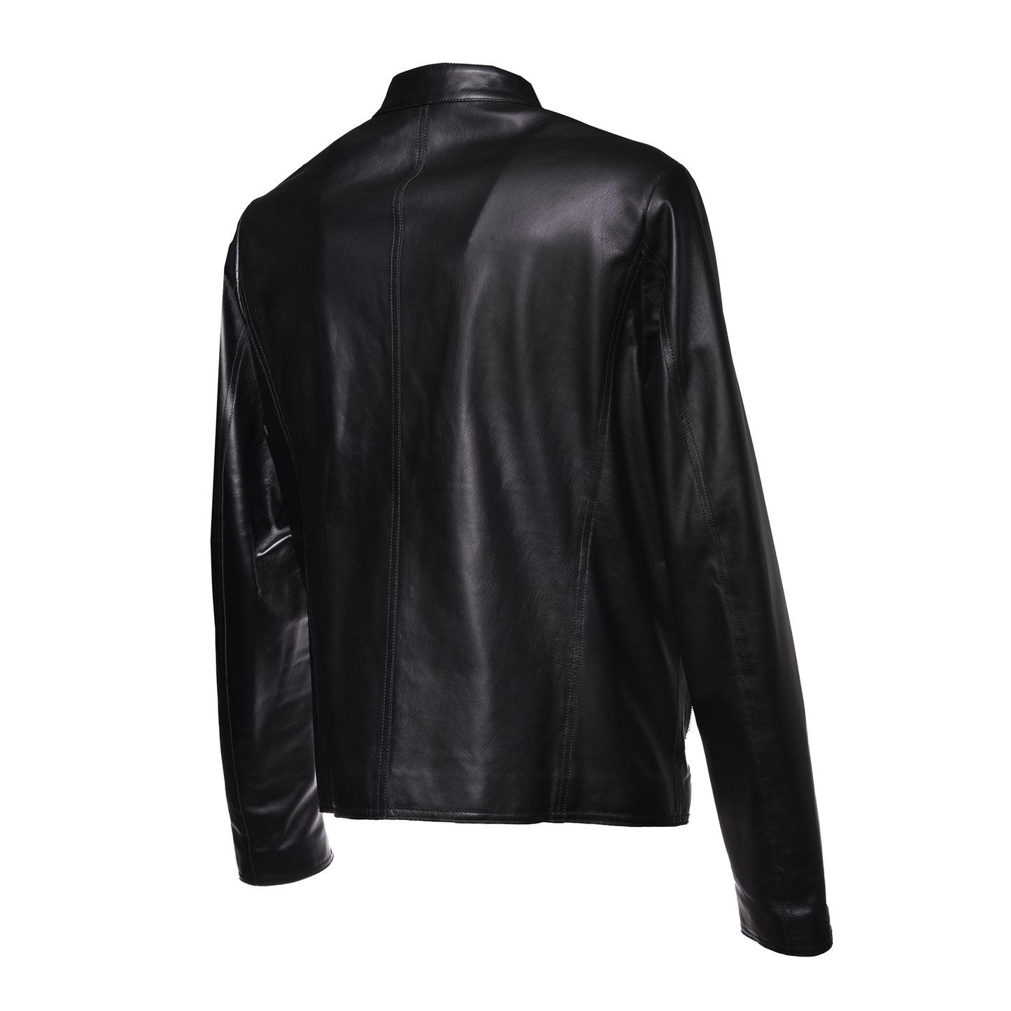 Blouson biker en cuir nappa noir
