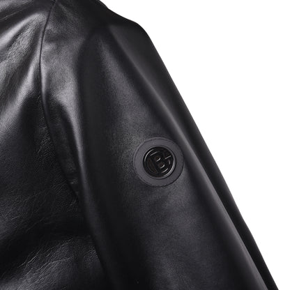 Blouson biker en cuir nappa noir