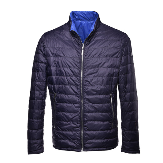 Bomber en nylon bleu marine et cobalt
