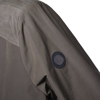 Veste en tissu nylon et croûte de cuir vert kaki