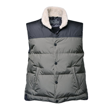 Blouson sans manches à carreaux verts et noirs