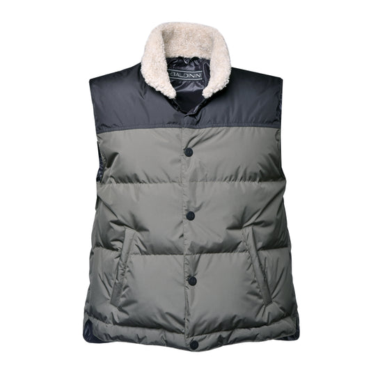 Blouson sans manches à carreaux verts et noirs