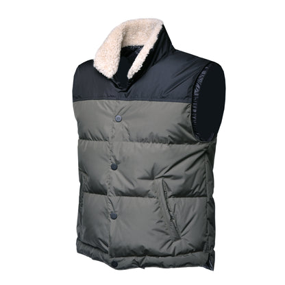 Blouson sans manches à carreaux verts et noirs