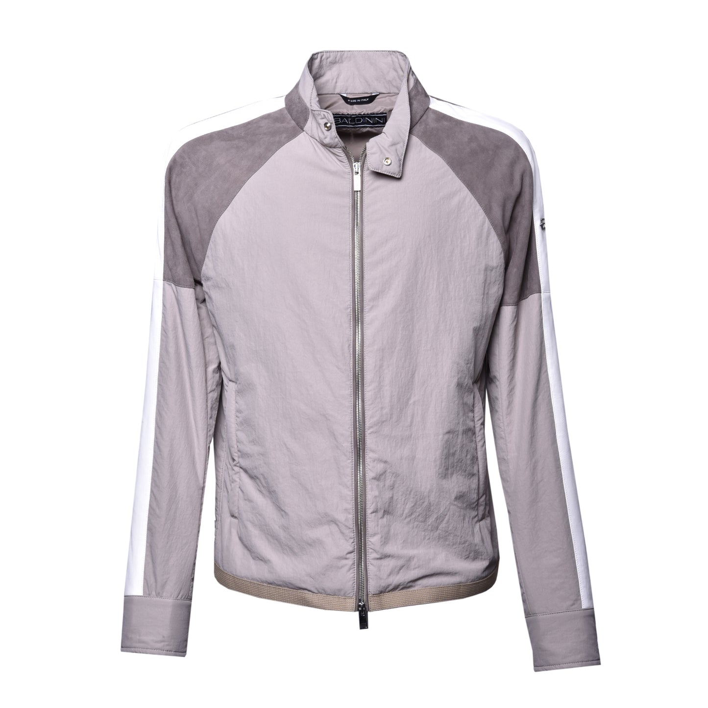 Veste taupe en tissu et daim