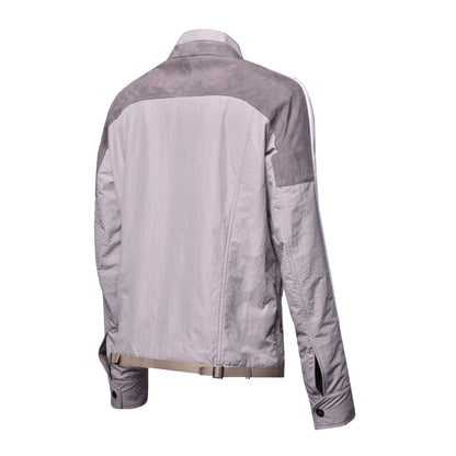 Veste taupe en tissu et daim