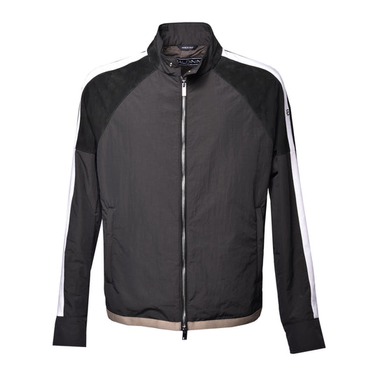 Veste vert foncé en tissu et daim