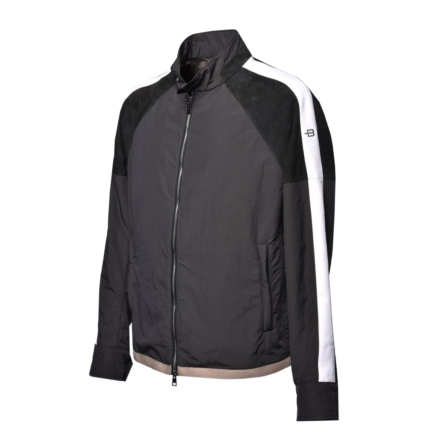 Veste vert foncé en tissu et daim