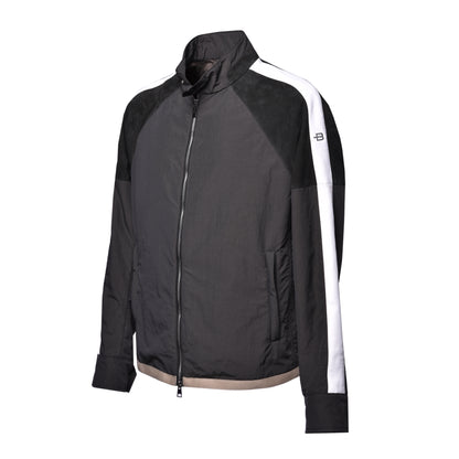 Veste vert foncé en tissu et daim
