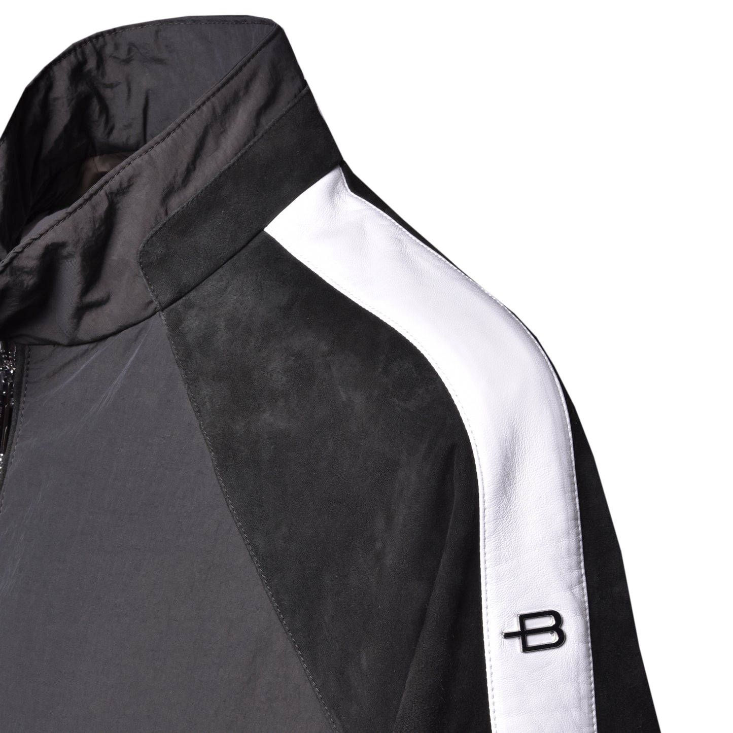 Veste vert foncé en tissu et daim