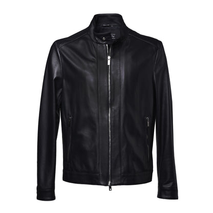 Veste en cuir bleue