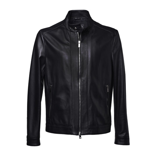 Veste en cuir bleue