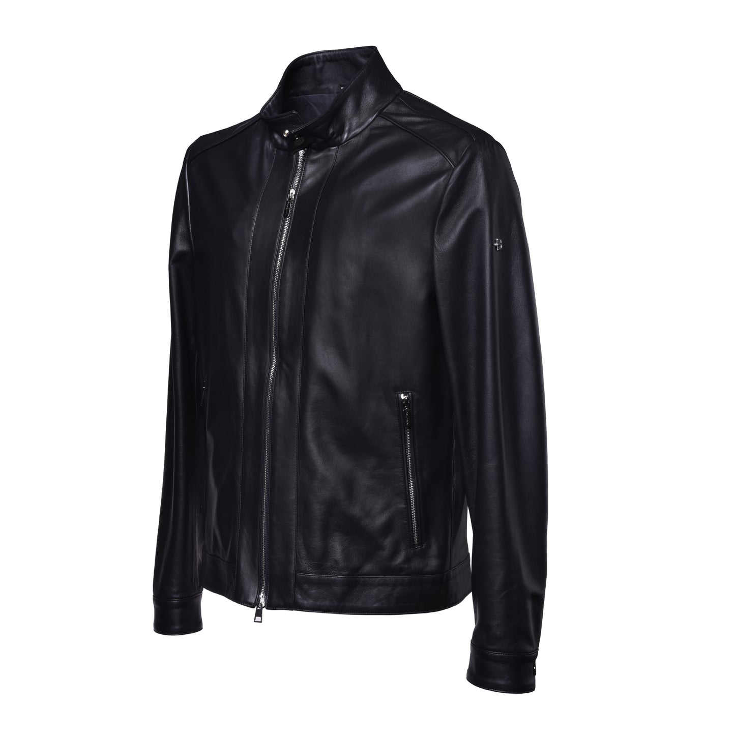 Veste en cuir bleue