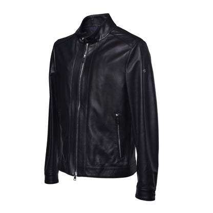Veste en cuir bleue