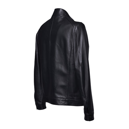 Veste en cuir bleue