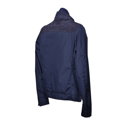 Veste bleue en tissu et daim