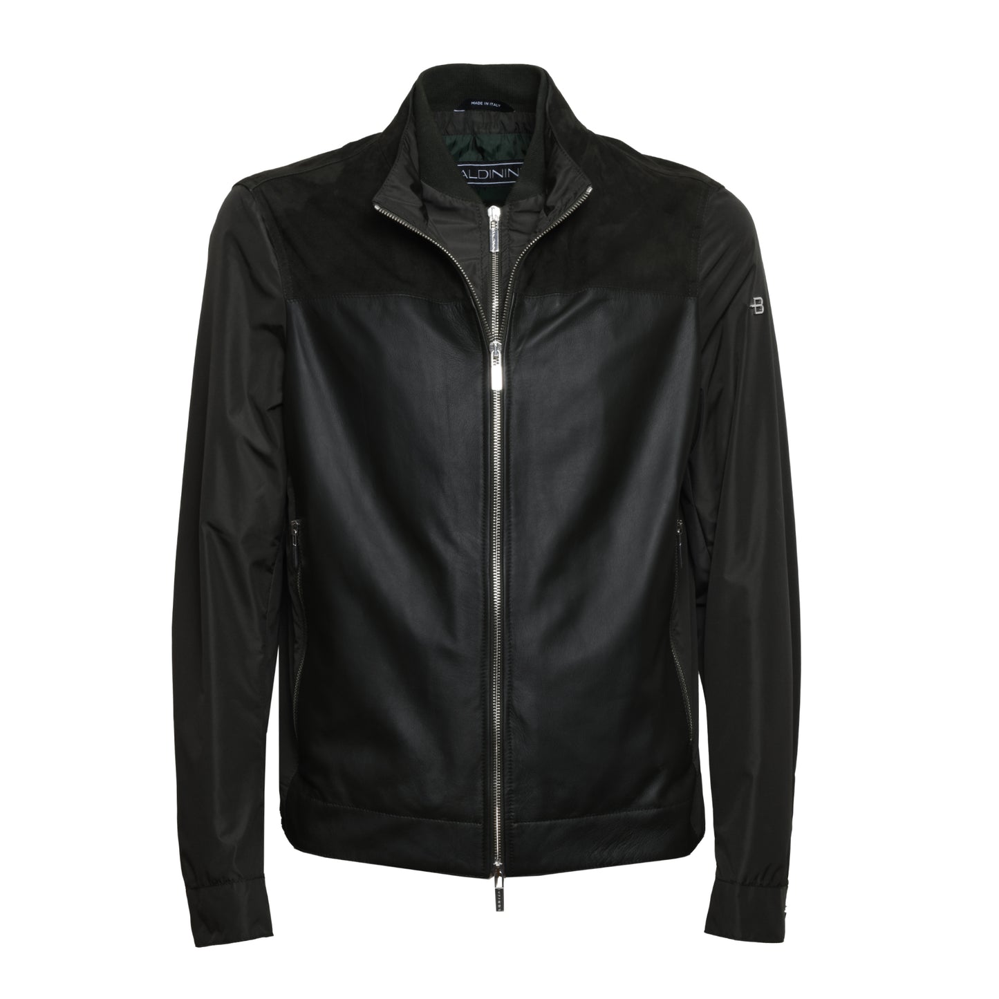 Veste vert foncé en tissu et daim