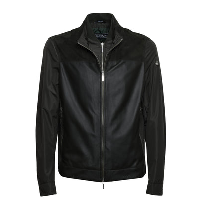 Veste vert foncé en tissu et daim