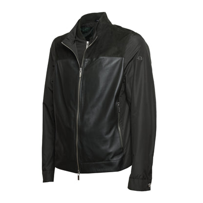 Veste vert foncé en tissu et daim