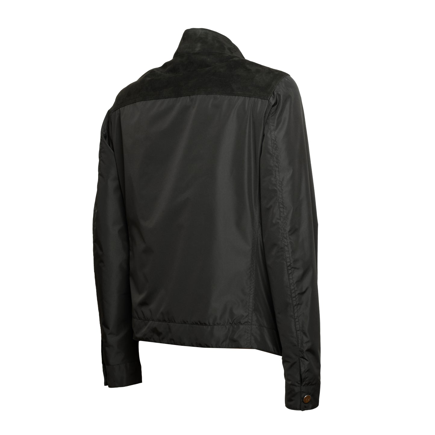 Veste vert foncé en tissu et daim