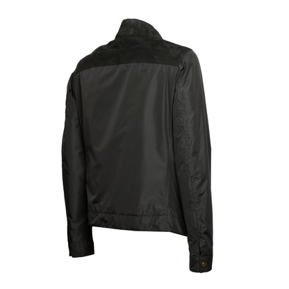 Veste vert foncé en tissu et daim