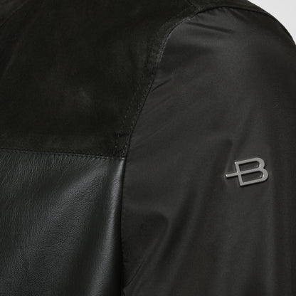 Veste vert foncé en tissu et daim