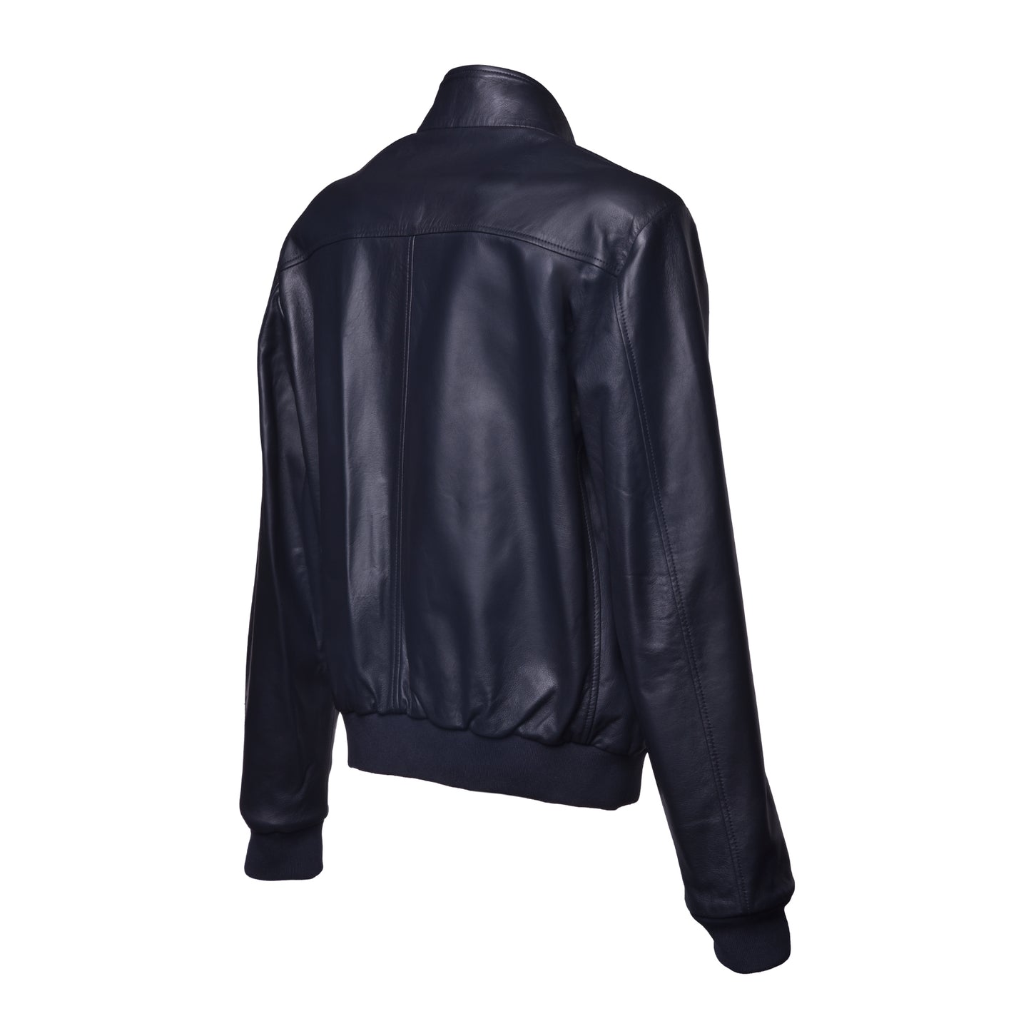 Blouson bomber en cuir bleu