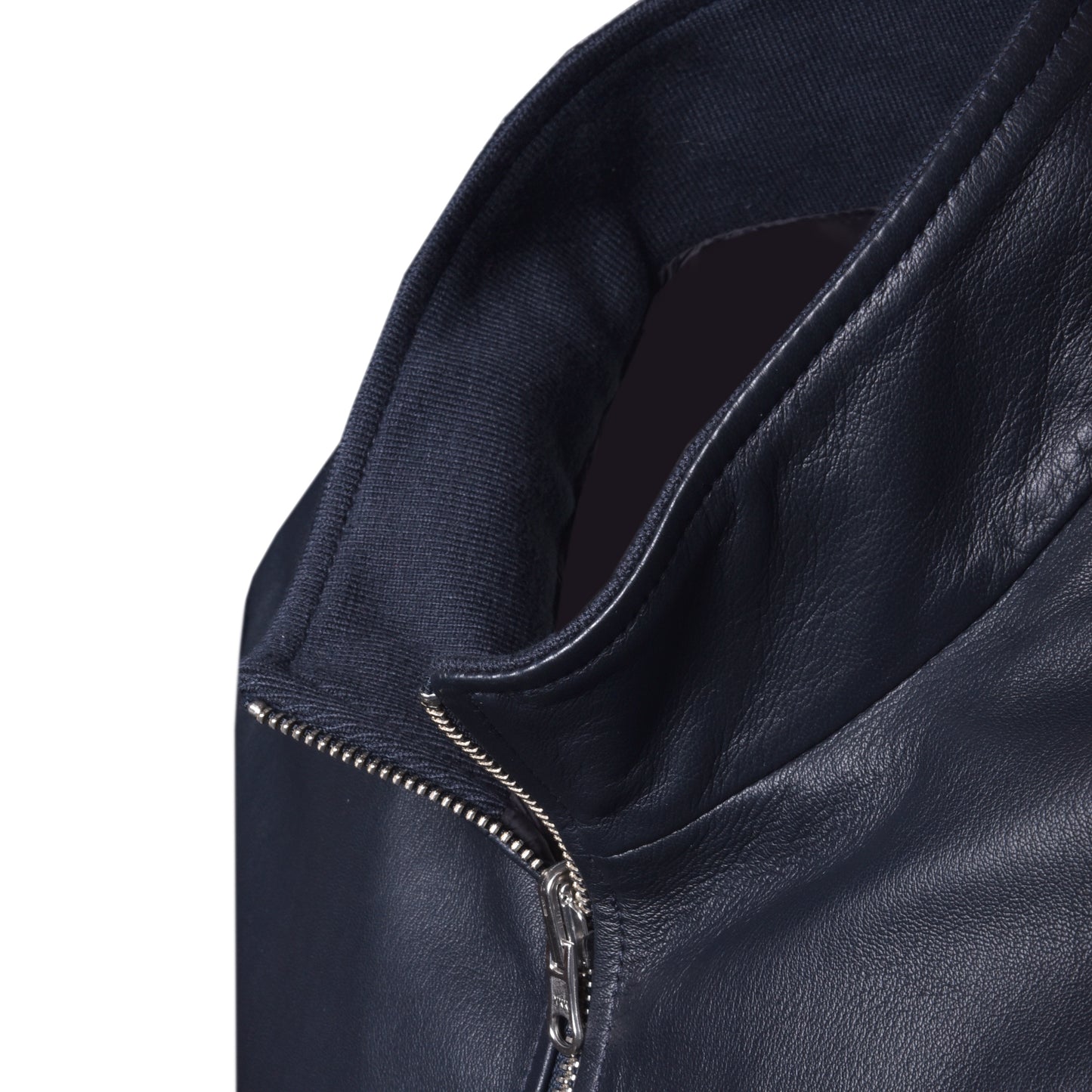 Blouson bomber en cuir bleu