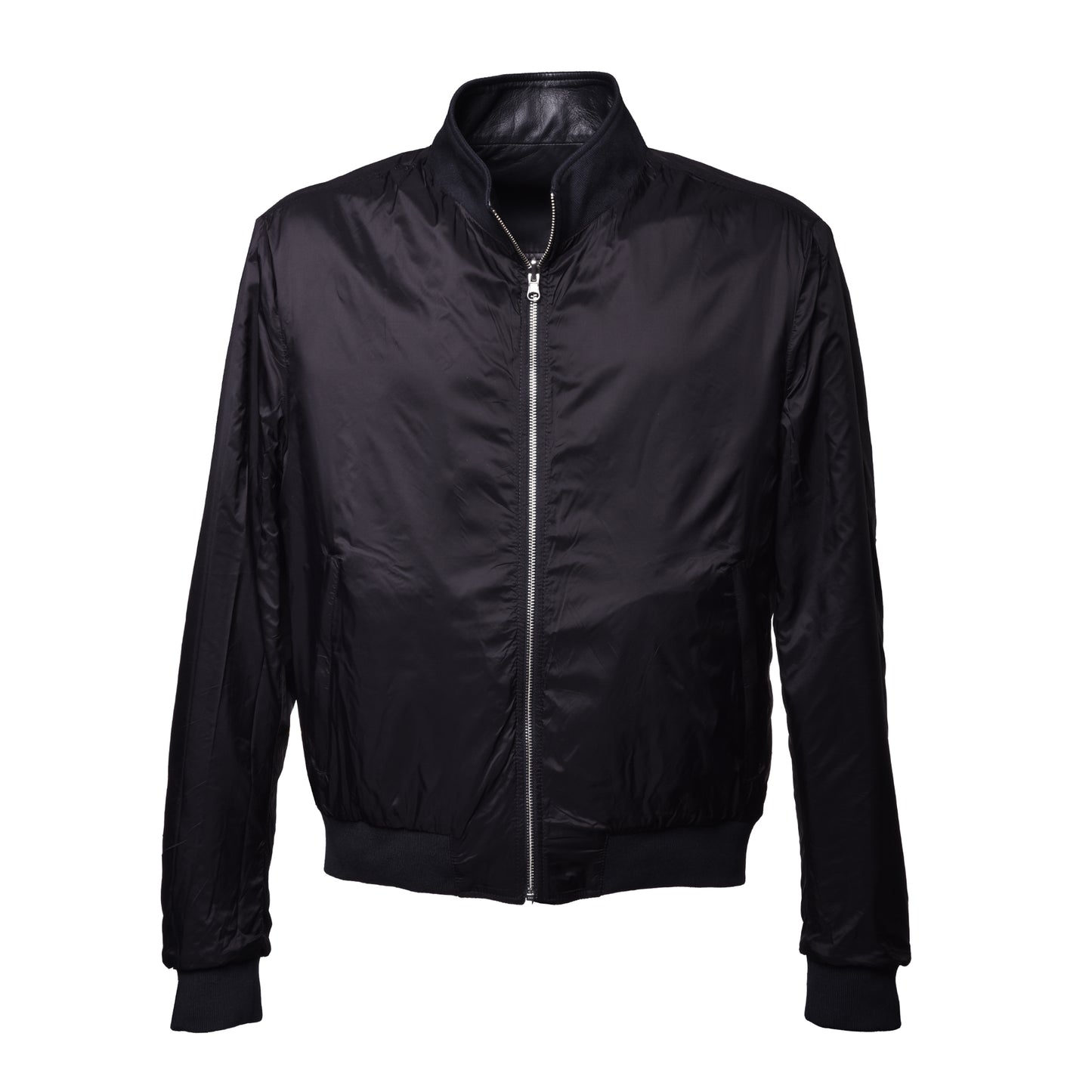 Blouson bomber en cuir bleu