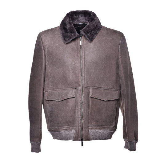 Veste en mouton taupe