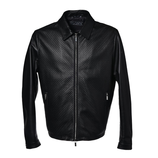 Veste noire en cuir nappa