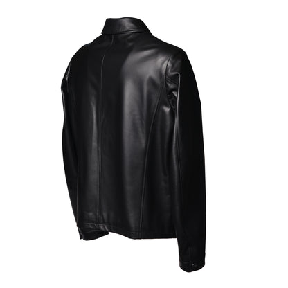 Veste noire en cuir nappa