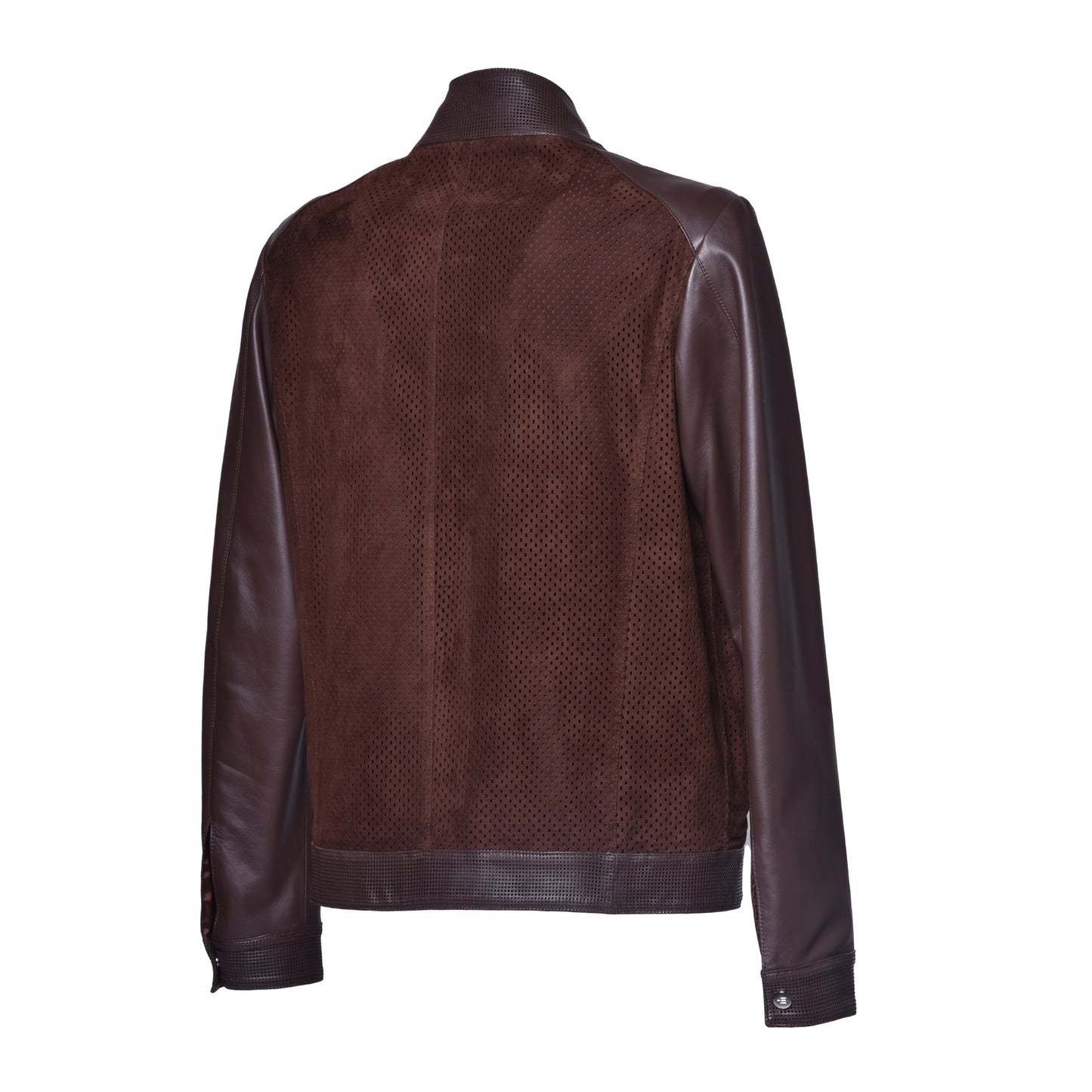 Veste brun foncé en cuir nappa et daim