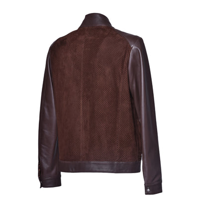 Veste brun foncé en cuir nappa et daim