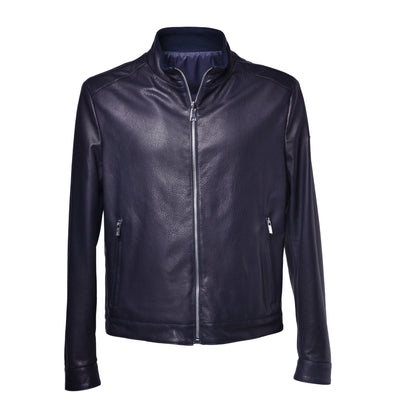 Veste bleu marine double face en cuir nappa