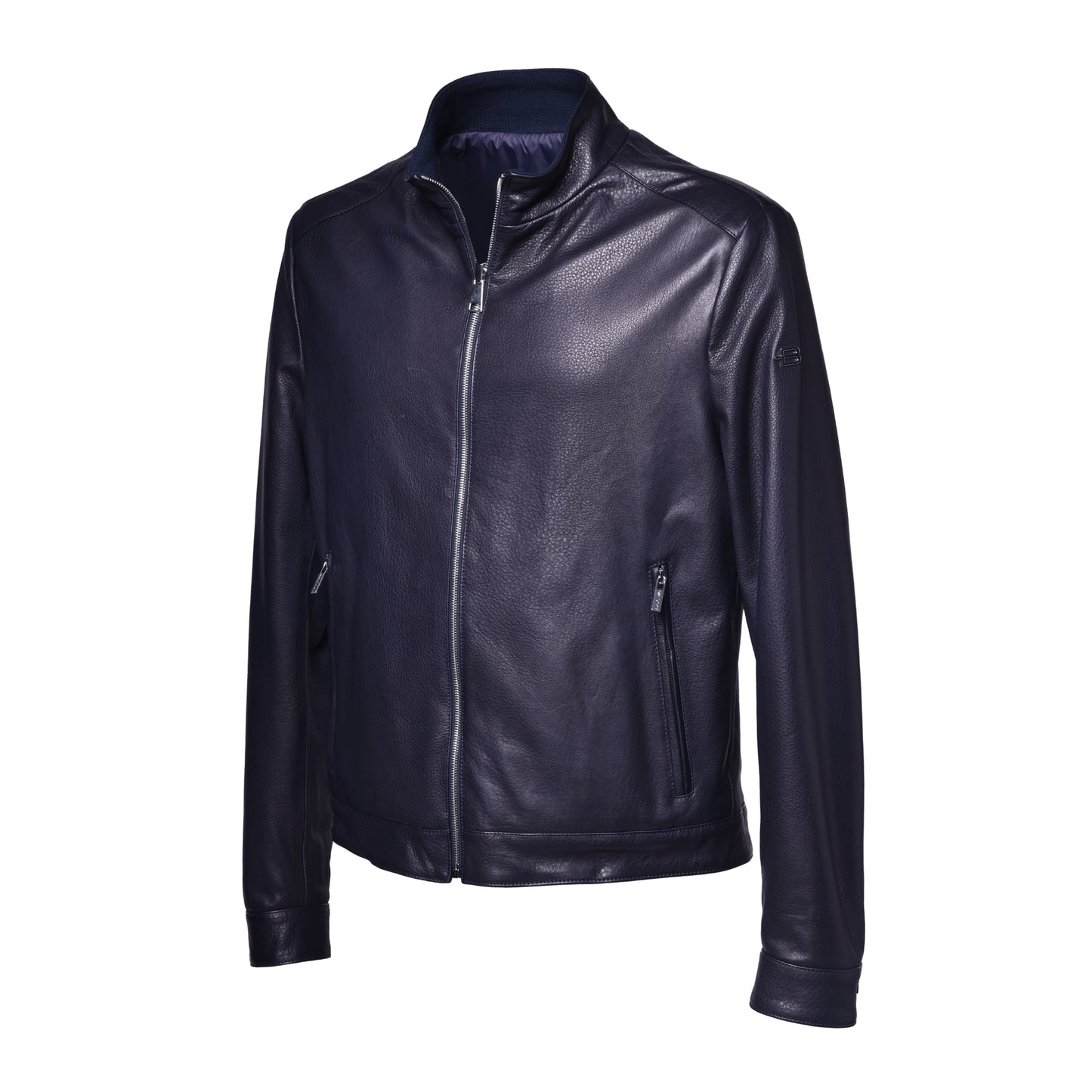 Veste bleu marine double face en cuir nappa