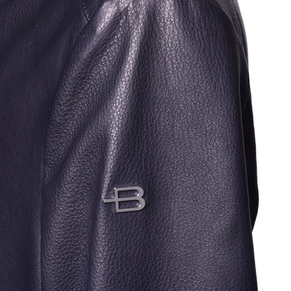 Veste bleu marine double face en cuir nappa