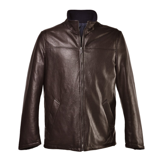 Veste réversible marron foncé en nappa