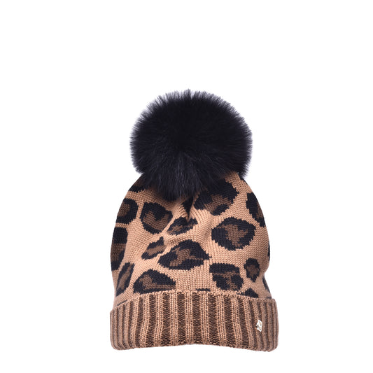 Bonnet en laine léopard