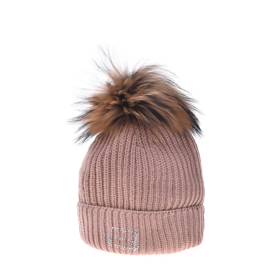 Bonnet rose en laine mélangée