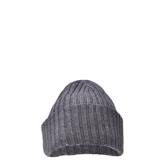 Bonnet côtelé en cachemire mélangé gris