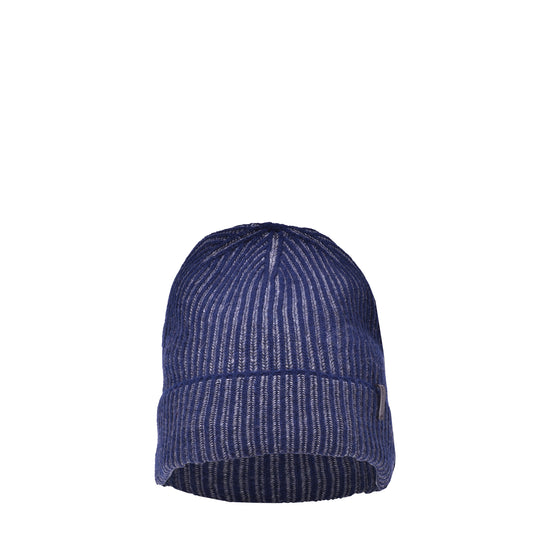 Bonnet Baldinini à côtes en cachemire mélangé bleu et gris