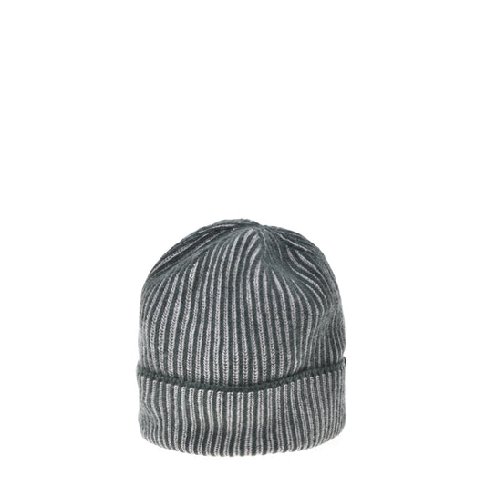 Bonnet kaki et crème en cachemire mélangé