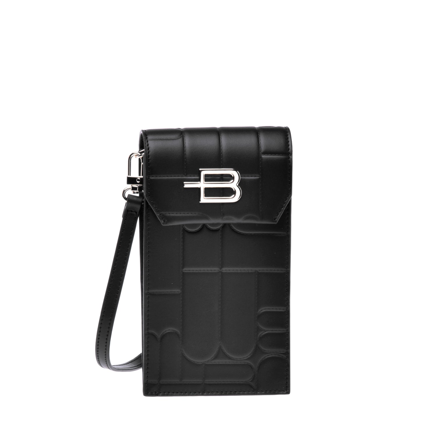 Support pour téléphone portable avec monogramme matelassé noir