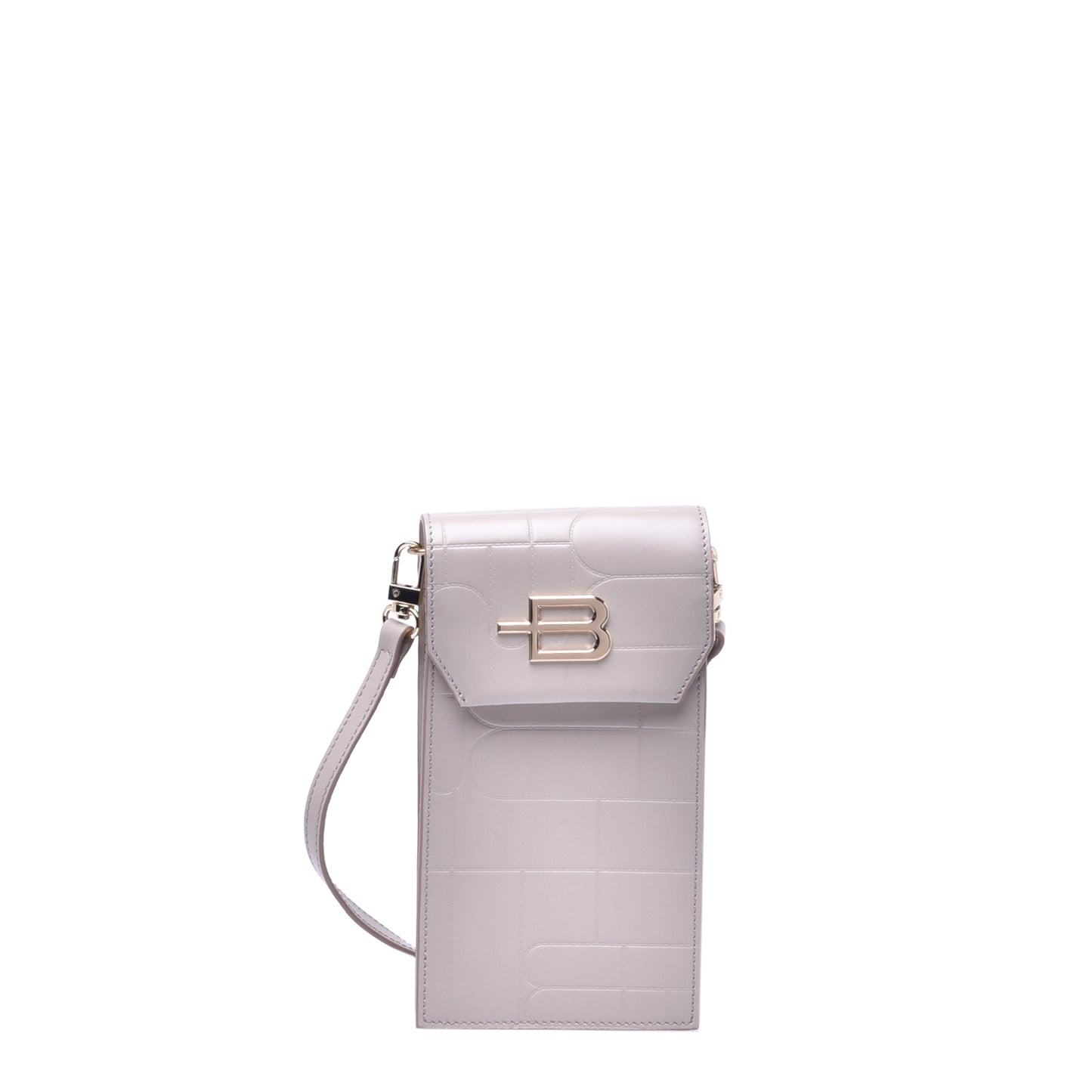 Support pour téléphone portable avec monogramme matelassé taupe