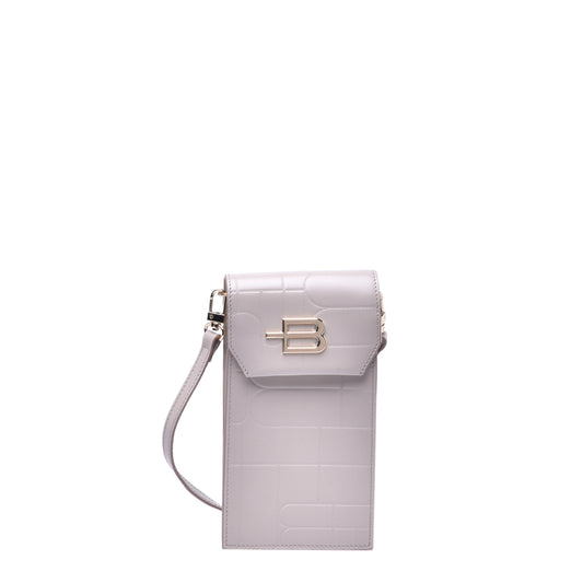 Support pour téléphone portable avec monogramme matelassé taupe